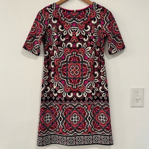 ELIZA J vibrant damask print sheath mini dress with back zipper size 2 petite - Picture 10 of 11